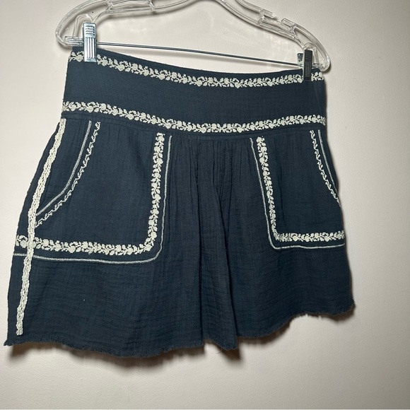 Isabel Marant Etoile Boho Embroidered Black Tribal Print Cotton Skirt Size 38 - Picture 4 of 16